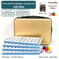 Jeu de Mahjong américain en acrylique Jelly, 166 tuiles avec étui de rangement, 37 mm 40 mm, tuiles solides multicolores de qualité supérieure pour soirée de jeu en famille