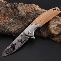 Hot Sale Custom Patroon Cm98 Fruit Mes Outdoor Survival Tactisch Met Houten Handvat Duurzame Metalen Constructie