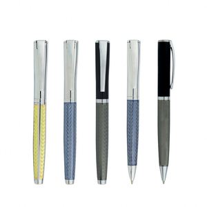 Bolígrafo/Roller de Metal con Diseño Tejido Tallado en Amarillo/Azul, Novedad con Logotipo Personalizado - Product Image 6