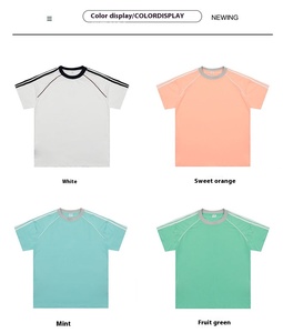 Camiseta deportiva para correr de malla transpirable de secado rápido 2025 para hombres y mujeres, patrón personalizado de cuello redondo a rayas a juego de colores - Product Image 3