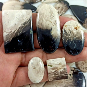 Wholesale Radha Arts Natural Plum Root Agate Cabochons (Oval/Teardrop/Round/Square/Fancy Shapes) Black Brown for Jewelry Making - Product Image 1
