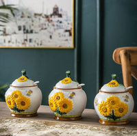 Service de vaisselle en céramique peinte à la main, motif tournesol frais de style chinois, assiettes de dîner élégantes, pot à soupe haut de gamme, bol à riz