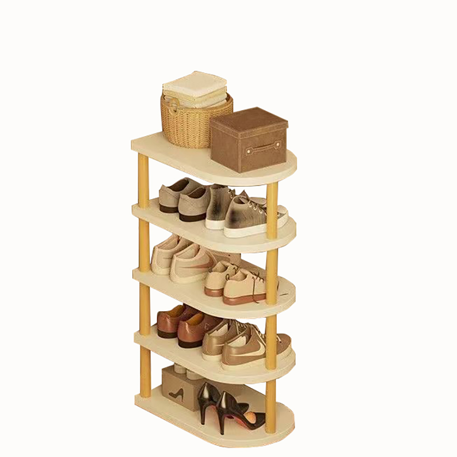 Modern 4-Tier Narrow Shoe Rack with Bamboo Wood Panel Space-Saving Shoe Storage Organizer Large Capacity Home Furniture