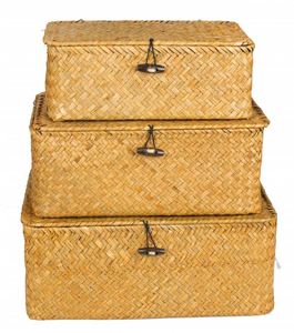 Metal çamaşır 30X30 düz Rattan hasır gövde sümbül ile doğal ekmek sepeti 13 inç sığ dikdörtgen plaka nihai - Product Image 5