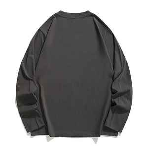 Camiseta de Manga Larga con Cuello Redondo, Estilo Urbano Japonés, Tejido de Punto Sólido, 100% Algodón, para Hombre, Mujer, Unisex, Parejas, Casual - Product Image 6