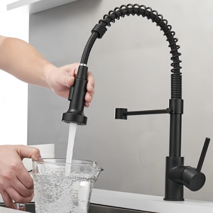 Robinets de cuisine modernes Robinets d'évier de cuisine en acier inoxydable à ressort Robinets de mélange d'eau chaude et froide - Product Image 3