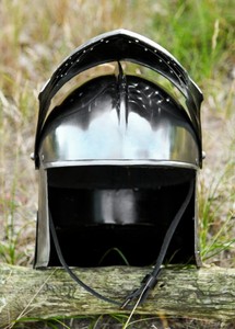 Casque de protection facial Bellows Face Sallet plaqué Ca. Armure de Chevalier Médiéval en Acier du XIXème Siècle, Style Historique, pour Exposition Muséale - Product Image 5