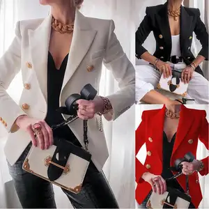 महिलाओं की नई ठोस रंग फैशन सेक्सी बहु बटन 2021 गर्मियों और शरद ऋतु आकस्मिक सूट कार्यालय पहनने सुरुचिपूर्ण छोटी कोट FC996