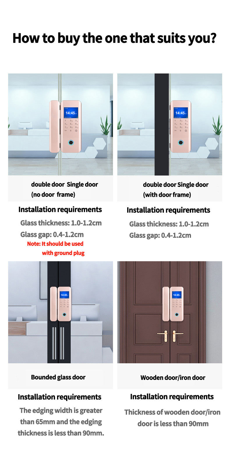 High-quality glass door fingerprint lock APP remote unlocking record multi-purpose security intelligent lock electronic smart