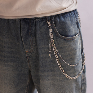 Heart Shape Zinc Alloy Double Layer <b>Waist</b> <b>Chain</b> Unisex Fashionable Retro Punk Hip Hop Daily Wear - Product Image 2