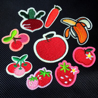 Adorables appliques brodées thermocollantes et à coudre pour vêtements, sacs, jeans, DIY : Patchs autocollants motifs pomme, fraise, carotte, banane, cerise
