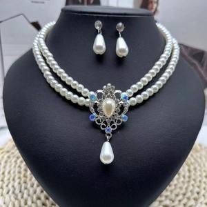 ชุดต่างหูสร้อยคอไข่มุกเทียมลายดอกไม้ชุดสร้อยคอไข่มุกพร้อมต่างหู - Product Image 1