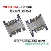 Connecteur de carte MICRO SIM WECONN WL-SIM165-002 6PIN+0 H=2.40mm Push-Pull, connecteur de batterie personnalisable