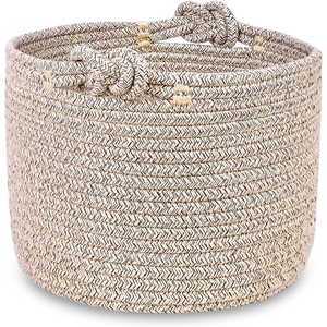 Cesta de Almacenamiento Circular Moderna de Cuerda de Algodón, Ligera, Organizador de Juguetes para Bebés con Asa, Hermosa Cesta de Regalo - Product Image 4