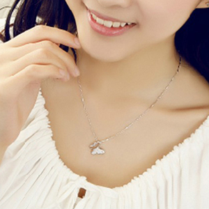 Collana regalo da donna e da ragazza con zirconi generali mezzo vuoto a farfalla in argento - Product Image 4