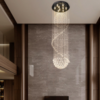 Lustre en cristal moderne de luxe, grand luminaire suspendu long pour plafond haut, escalier, hall d'hôtel, villa, design personnalisé