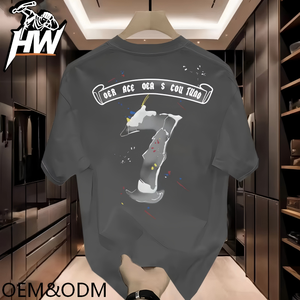 <span class=keywords><strong>Camiseta</strong></span> de algodón de manga corta para hombre, estilo vintage, con letras, transpirable, que absorbe la humedad, de ajuste holgado, de la marca Duman Chao Bofankou - Product Image 3