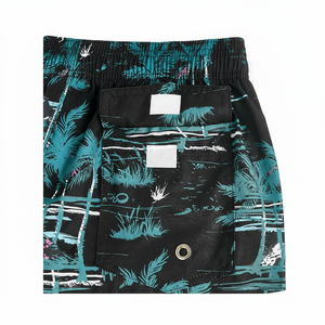 Shorts de sport de plage d'été en polyester et élasthanne, shorts de sport personnalisés noirs pour hommes - Product Image 1