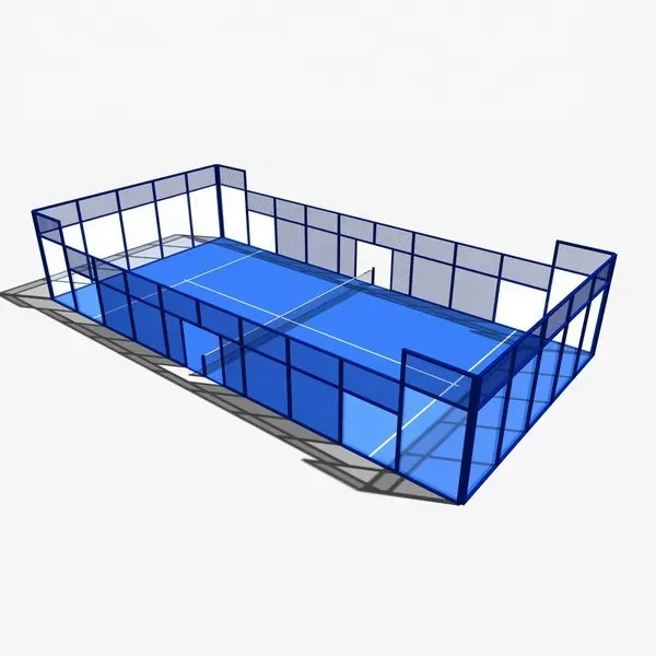 Campo da paddle panoramico con accessori per tutto il campo/vetro temperato da 12mm/erba sintetica ad alta densità/luci a LED/rete per palo