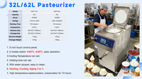 Pasteurisateur de yaourt 32-62L à prix d'usine avec refroidissement, machine de pasteurisation par lots pour la stérilisation en usine de mélange de gelato et de crème glacée