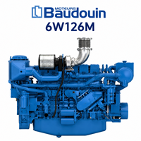 Moteur diesel marin Baudouin 6W126M à refroidissement par eau, robuste, en ligne, pour bateaux et navires commerciaux