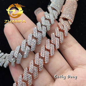 Gemi hazır erkekler Hiphop takı 13mm AAAAA zirkon elmas ayar 925 gümüş küba Link zinciri buz Out Hip Hop kolye zinciri - Product Image 6