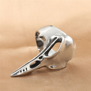 Bague bec d'aigle en acier titane argenté pour homme, bijou punk avec crâne d'oiseau, cadeau - Product Image 3