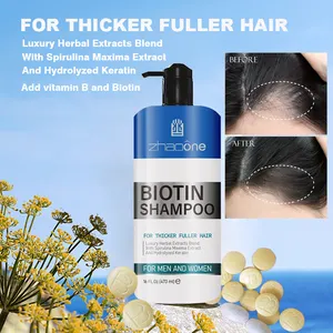 Shampoo anti-queda de cabelo de marca própria, biotina orgânica, crescimento de cabelo, extratos de vitaminas naturais, espessamento, shampoo