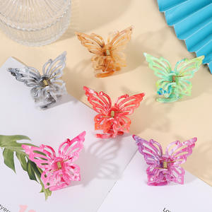 Pince à cheveux papillon moderne en plastique de 7,5 cm avec motif marbré dégradé, vente en gros - Product Image 1