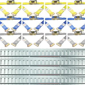 Productos calientes Precio Paquete de 4 Rieles galvanizados de 5 'Amarillo Azul Gris Correas de trinquete E Kit de pista