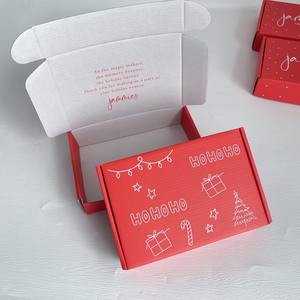Boîtes à bonbons rouges festives personnalisables, boîtes d'emballage imprimées pour les fêtes, pour l'expédition de cadeaux et les faveurs de fête - Product Image 1