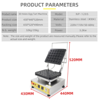 Nouvelle machine commerciale à mini-tartes 220V, moule à tartelettes rondes 40,6x27mm à 30 trous