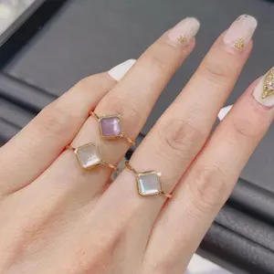 Light Luxury Jewelry 2023 New Colorful Princess Gem Amethyst 9K Gold Ring Women's High-end Hand Jewelry Custom Wholesale