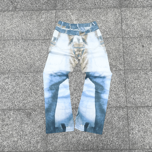 กางเกงยีนส์ทรงตรงแบบปรับแต่งได้สำหรับผู้ชาย ล้างสีแบบแอซิดวอช เอวกลาง ระบายอากาศได้ดี เป็นมิตรกับสิ่งแวดล้อม ผ้าเดนิมน้ำหนักมาก - Product Image 4