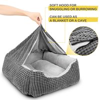 Chaleur et lavable en machine Rectangle Cave Couverture à capuche Lit pour chiot Lits orthopédiques anti-anxiété de luxe pour chat pour l'intérieur