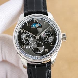 Montre-bracelet pour homme de luxe de qualité supérieure, en acier inoxydable, mouvement automatique, multifonctionnelle, phase de lune, calendrier perpétuel - Product Image 2