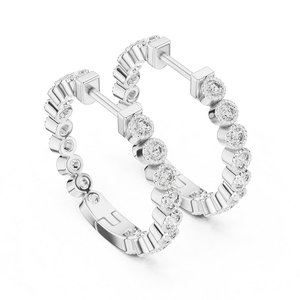 Boucles d'oreilles en argent plaqué pour femmes, serties de diamants de laboratoire, bijoux raffinés, élégants et brillants, cadeau idéal pour les fêtes et les occasions spéciales - Product Image 3