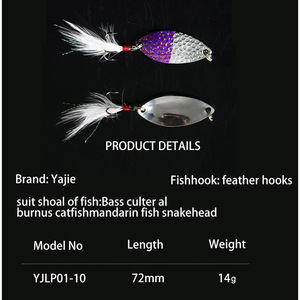 Señuelo giratorio de 14g amarillo y negro para pesca de trucha con anzuelo de alambre y pluma, cebo artificial para pesca con señuelos. - Product Image 5