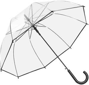 Màu Đen RTS Hoàn Toàn Rõ Ràng Dome Umbrella Giá Rẻ Nhựa Logo In Ấn Thấp MOQ Tùy Chỉnh Trong Suốt Dành Cho Người Lớn Mưa Ô Dù - Product Image 2
