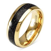 Anillo de Acero Inoxidable con Diseño de Cielo Estrellado, Banda Pulida Dorada y Plateada con Incrustaciones Negras para Hombre y Mujer, Joyería de Promesa de Boda