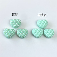 Perles en vrac en acrylique couleur unie motif grille AB en forme de cœur pour accessoires de pendentifs de chaînes de téléphone et porte-clés DIY, vente en gros