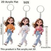 Mädchen-Schlüsselanhänger, Modischer Niedlicher 2D Flacher Acryl-Anhänger, Cooles Mädchen-Accessoire, Schlüsselring für Männer, Schlüsselanhänger für Damenhandtaschen, Geschenk