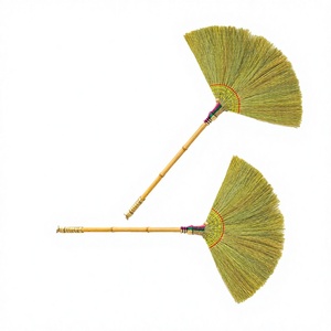 Escoba Clásica de Fibra de Coco con Mango de Plástico Resistente, Cerdas Sin Bandera, Ecológica, Herramienta para Barrer Pisos Exteriores - Product Image 1