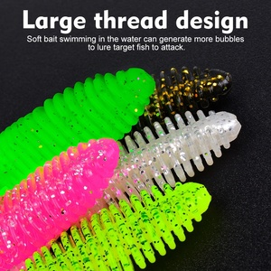 तीन-पूंछ वाले फ्लैवर्म प्लास्टिक नरम कृमि ल्योर 9 सेमी 5 सेमी 5 मीठे पानी के नीचे बास मछली पकड़ने के लिए - Product Image 6