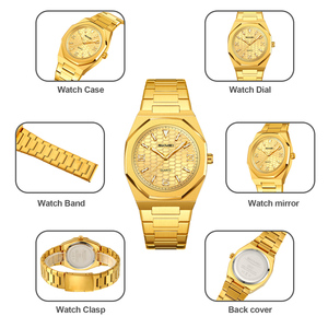 สินค้าขายดีมาใหม่ นาฬิกาแฟชั่นพรีเมียม ตัวเรือนโลหะผสมสังกะสี กระจกคริสตัล กลไกควอตซ์ สายสแตนเลส ตัวล็อคสายแบบหัวเข็มขัด กันน้ำ 3BAR - Product Image 4