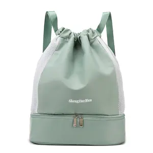 Factory wholesale waterproof large capacity drawstring Pull rope sports backpack bag yoga bag swimming back pack for women