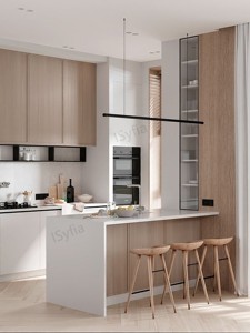 Moderno Granito <span class=keywords><strong>Cocina</strong></span> Isla <span class=keywords><strong>Desayuno</strong></span> Bar Set Travertino Madera Mármol Encimera Restaurante Villa Melamina Gabinete de <span class=keywords><strong>Cocina</strong></span> - Product Image 4