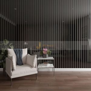 LL292 Modern Black Matte Stainless Steel Metal <b>Sheet</b> Grille Wall Panel Louvers Decorative Fluted Panel Hotel Apartment Hall - Product Image 3