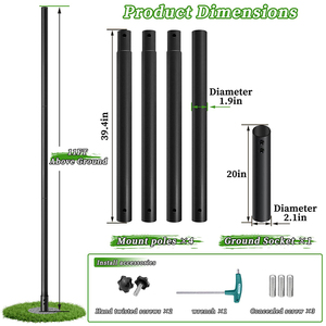 Antena de Montaje en Poste de Acero al Carbono Negro Mate de Calibre Grueso Resistente a la Corrosión de Alta Resistencia JH-Mech - Product Image 2