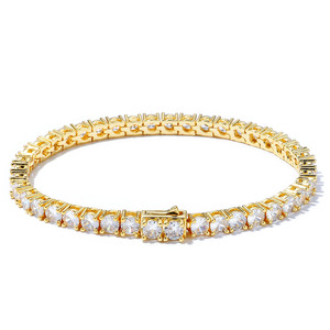 Heavy Real Gold Coating S925 Silver Shared Prong Moissanite Inline Iced Tennis <b>Bracelets</b> Custom Hip Hop Fine Jewelries OEMs B2B - Product Image 5